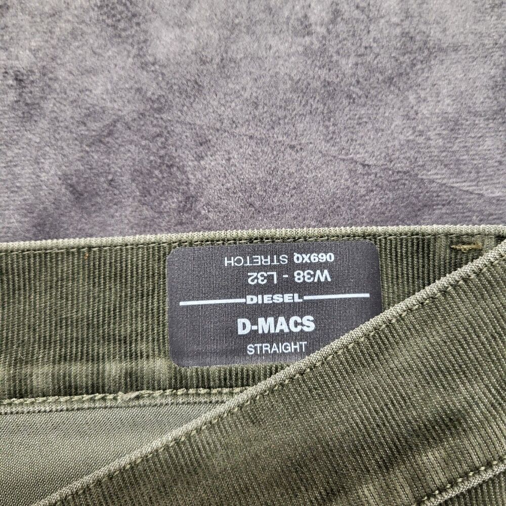 Mens DIESEL D-Macs Straight Corduroy Pants Green 38/32 069XQ Stretch Button Fly - Picture 8 of 9